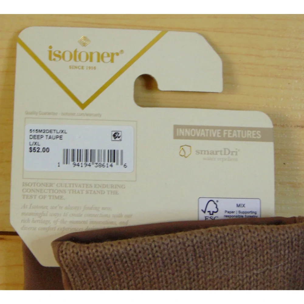Isotoner Womens smartDRI Spandex Gloves Rib Knit Cuff Deep Taupe L/XL NWT